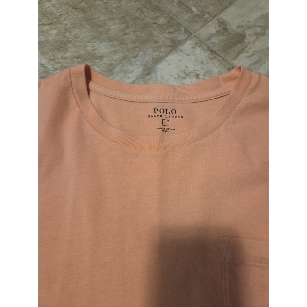 Polo Ralph Lauren Crew Neck Pocket Tee Orange Peach Size L - Picture 3 of 4